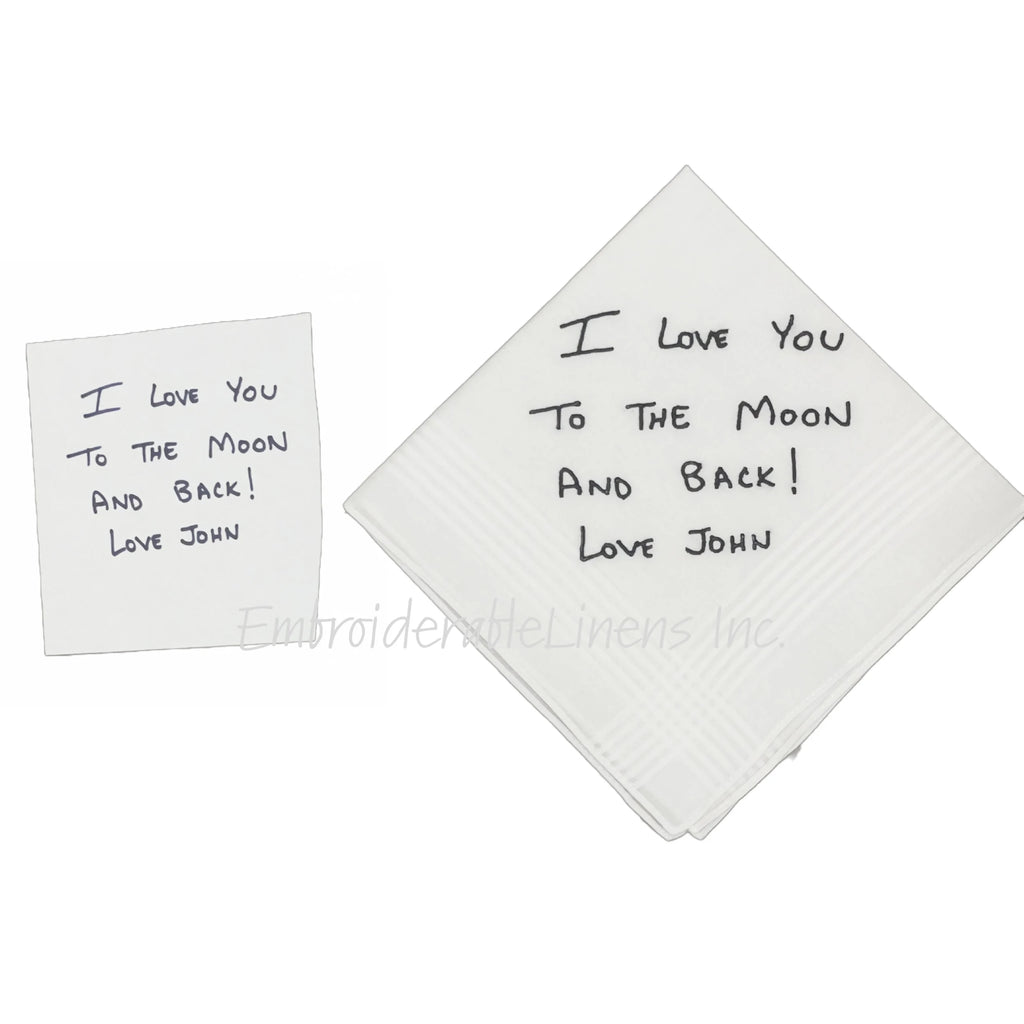 Handwritten Handkerchief- Embroidered Handwriting- Embroidered Wedding Handkerchief- Wedding Handkerchief- Personalized Handkerchief- Gift!