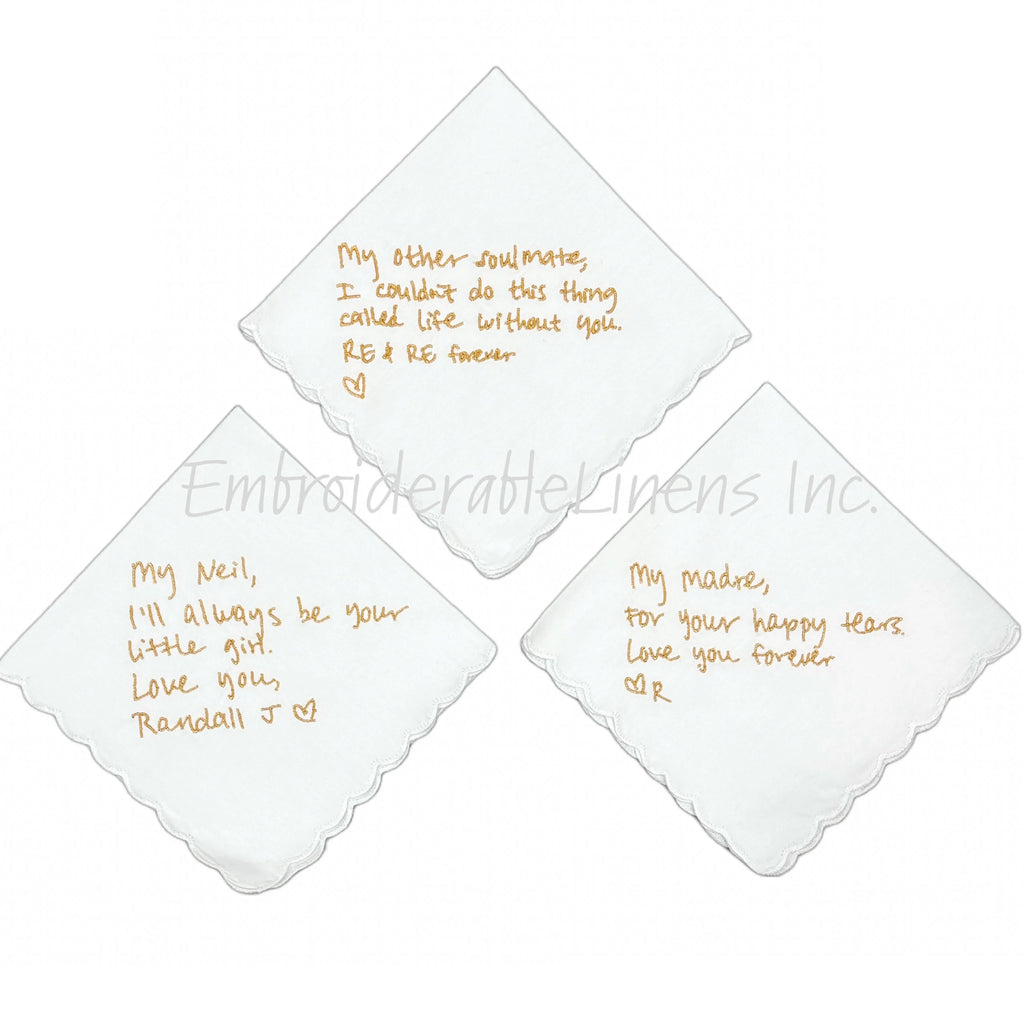 Handwritten Handkerchief- Embroidered Handwriting- Embroidered Wedding Handkerchief- Wedding Handkerchief- Personalized Handkerchief- Gift!