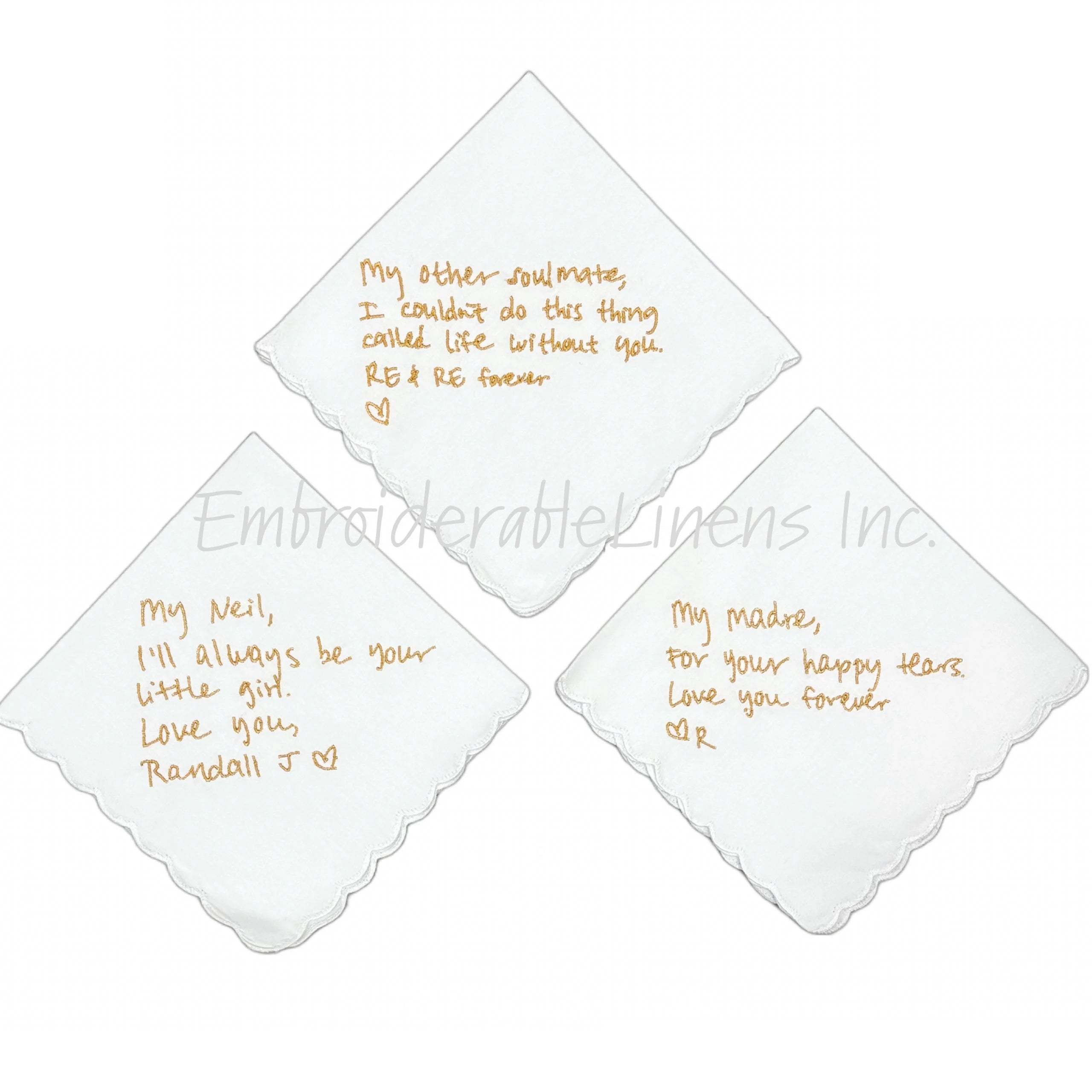 Handwritten Handkerchief- Embroidered Handwriting- Embroidered Wedding Handkerchief- Wedding Handkerchief- Personalized Handkerchief- Gift!